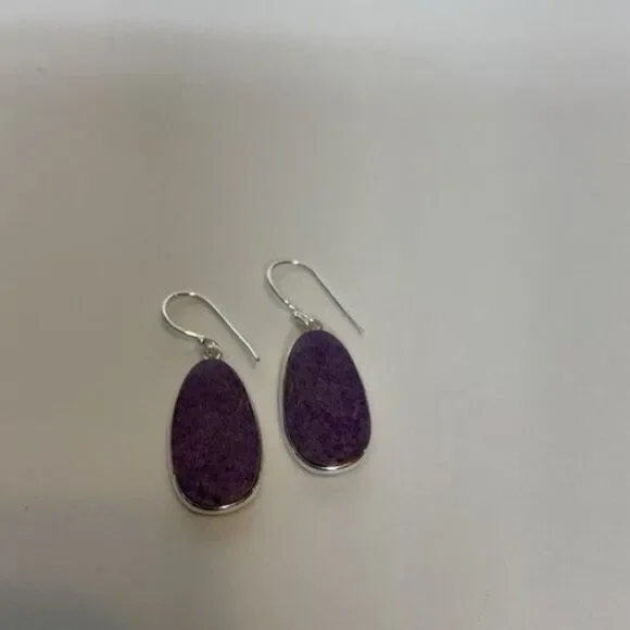 NWOB Boho Handmade Purpurite Jasper Earrings Sterling Silver Gemstone Jewelry - Picture 10 of 14